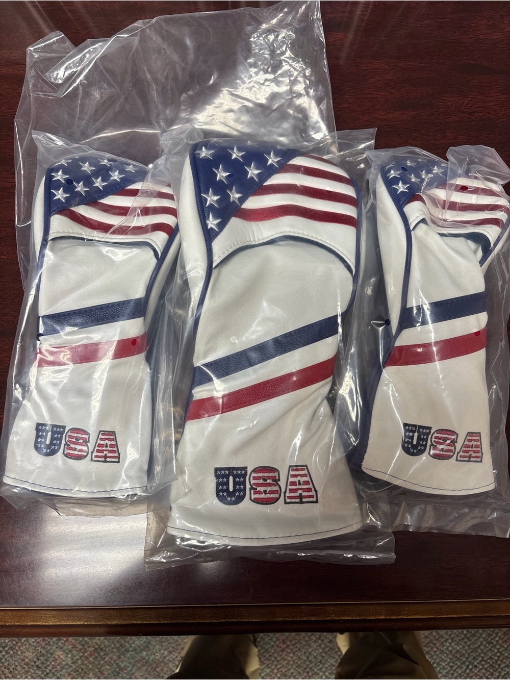 USA Flag Men's Golf Headcovers - White, Red & Blue